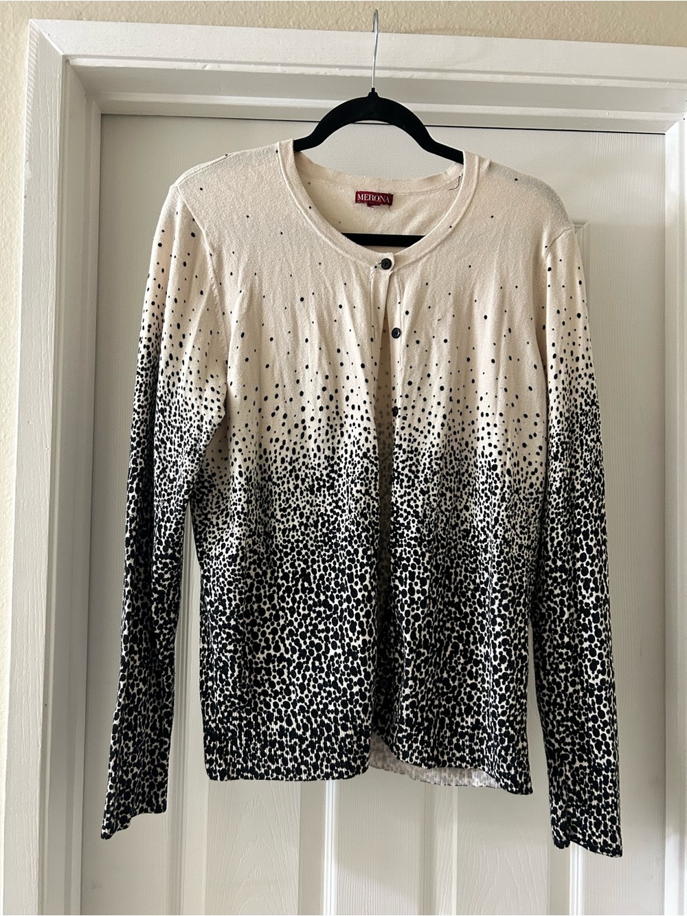 Merona Black & Cream Ombre Dot Long Sleeve Cardigan